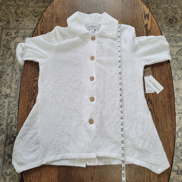 Peck & Peck White Collared Button Down Shirt Size Women's Petite Medium NEW - Picture 8 of 9